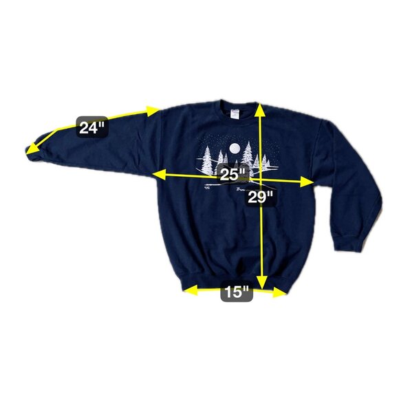 Vintage Sweatshirt XL Navy Blue 90s Branson Missouri Pullover Crewneck Winter Tr - Picture 9 of 9